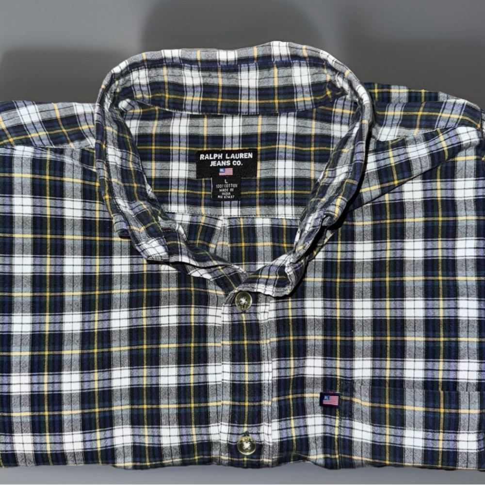 Vintage Ralph Lauren Jeans Co Men's Plaid Shirt Short Sleeve